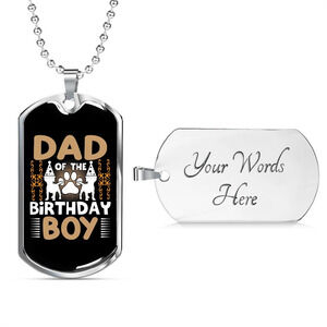 Dad Birthday Boy Personalized Engraved Silver Dog Tag Necklace Custom Name Date